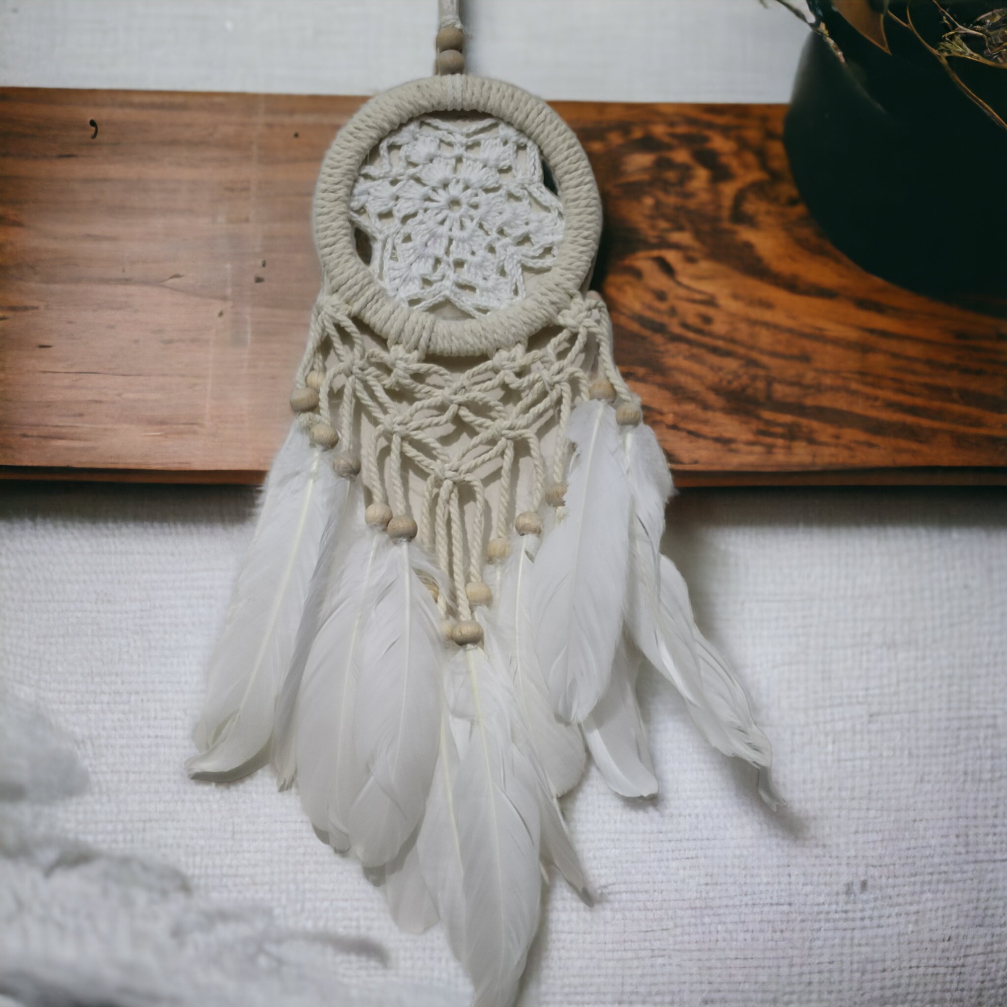 Rüya Kovan Dream Catcher Beyaz Kuş Tüylü - 2